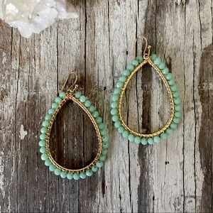 Anthro Del Mar Beaded Tear Drop Earrings